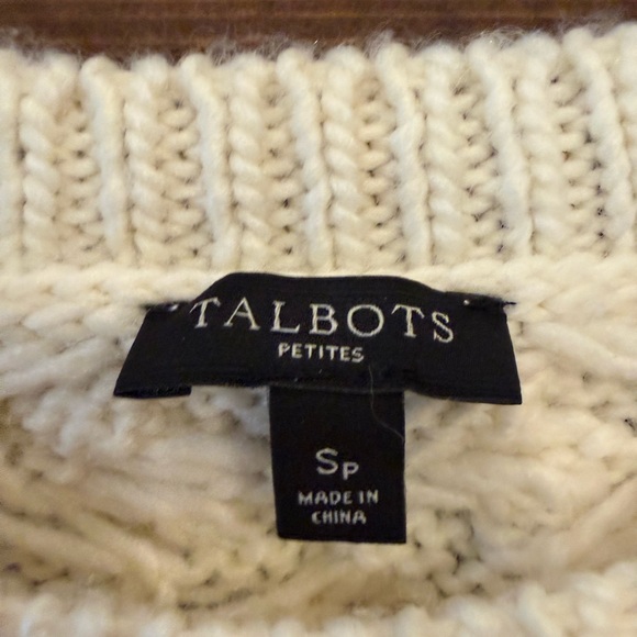 Talbots Womens S Ivory Wool Blend Sweater Cable Knit Baubles Cozy Warm EUC - Picture 10 of 10